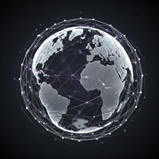 Digital globe wrapped in a network of glowing connections